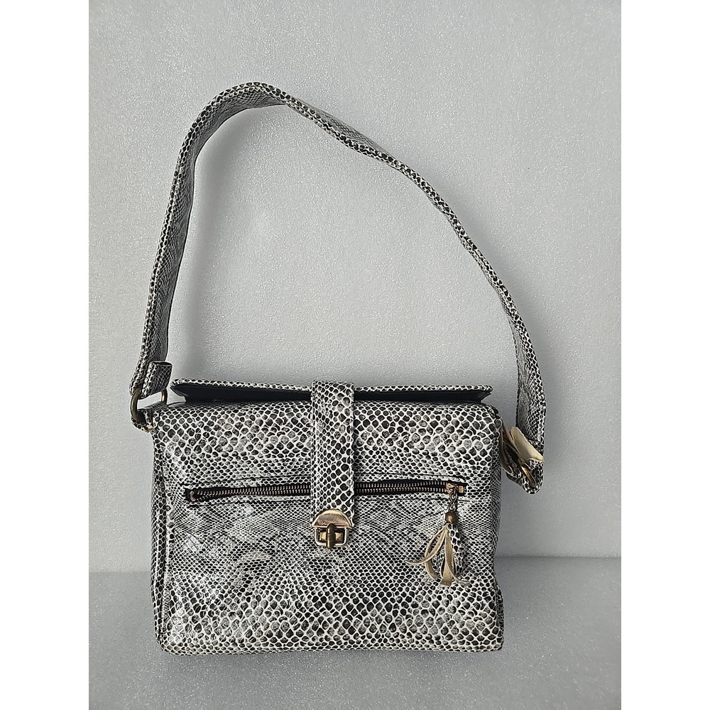 Vintage I. Miller Faux Snakeskin Python Handbag 1970s 10"x7" Read!